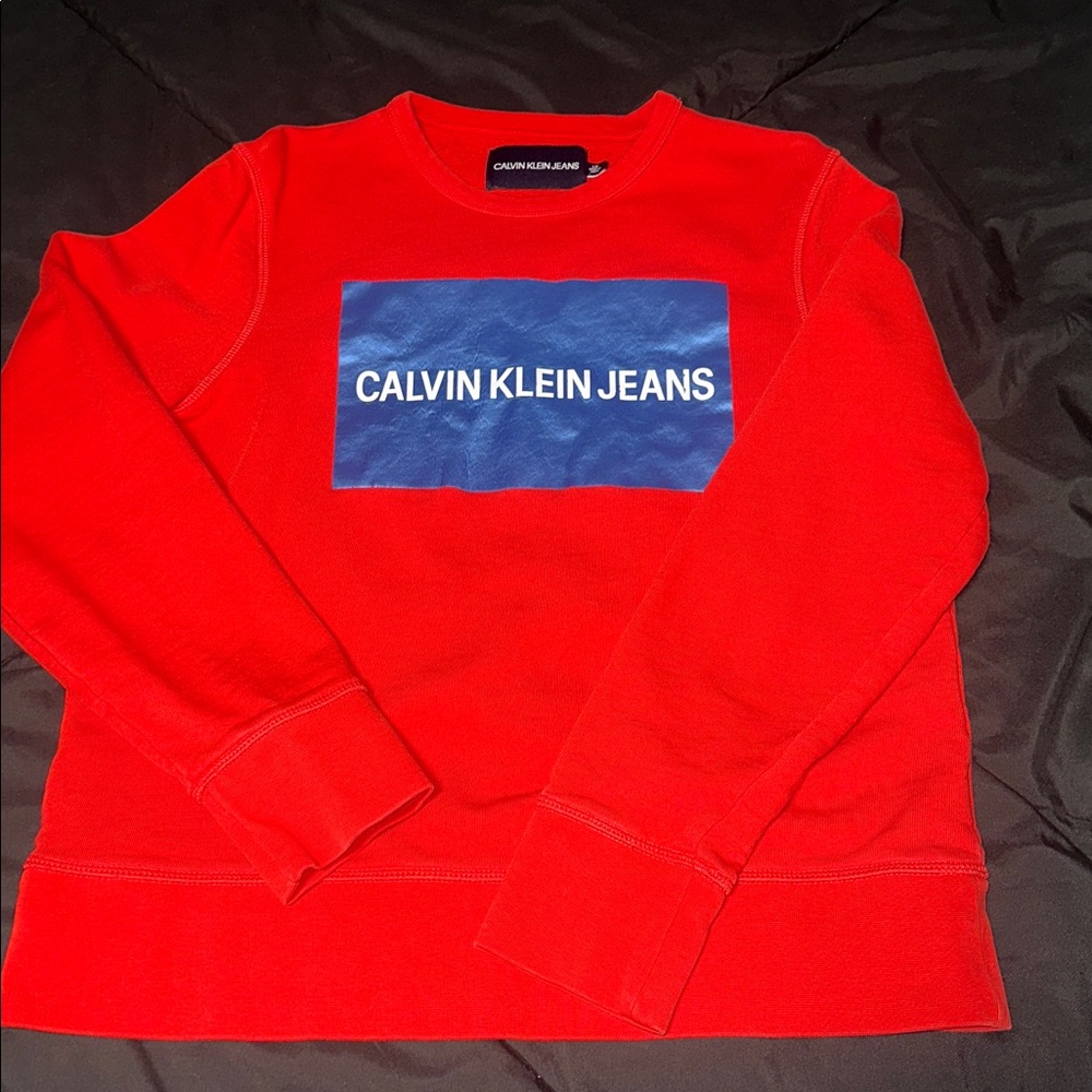 Calvin Klein Red Sweatshirt with Blue Logo